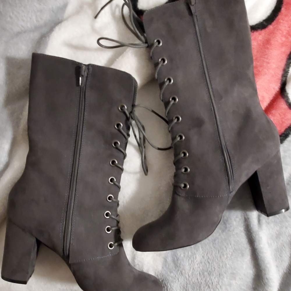 METAPHOR Brand Lace-up Boots w/ zipper